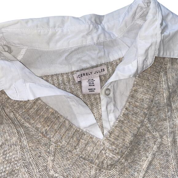 SINCERELY JULES Cable Knit Layered Blouse Sweater Vest Size M - Picture 3 of 8